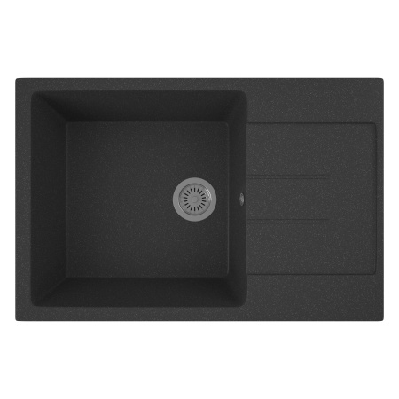 Мойка для кухни оборачиваемая с крылом BAU Stil Black stone 76х50, выпуск с сифоном в комплекте, черный камень