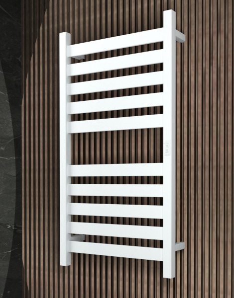 Полотенцесушитель дизайнерский электрический, профильный BAU Elite 50х100, 10 планок, универсальный, белый полуматовый