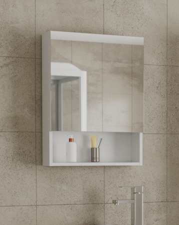 Комплект мебели для ванной, 2 предмета (Тумба Bau Dream Blackwood 50, 1 дверца, зеркальный шкаф Bau Dream 50, белый)