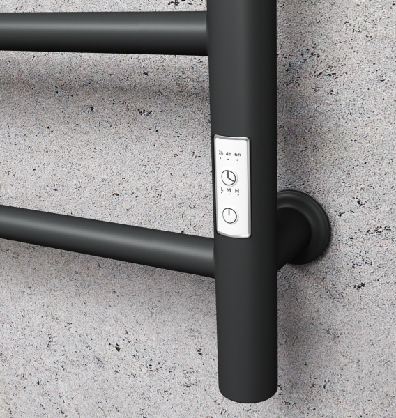 Полотенцесушитель электрический Маргроид BAU В10 50х60, П6 (3+3) с таймером справа, скрытый монтаж черный матовый