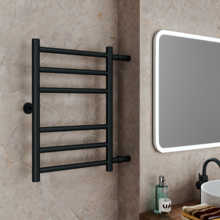 Полотенцесушитель водяной Маргроид BAU В10 50х60, П6 (3+3), боковое подключение 50, черный матовый RAL 9005