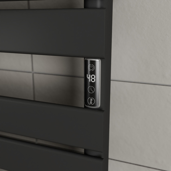 Полотенцесушитель дизайнерский электрический BAU Spectrum Black 70х40, подключение справа, черный матовый