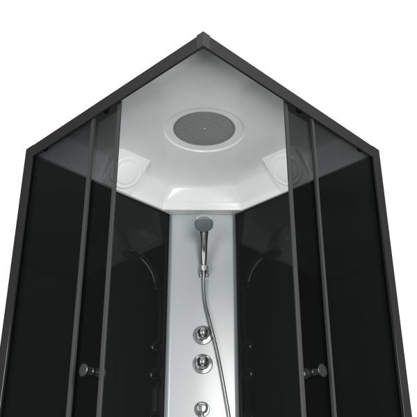 Душевая кабина BAU Stil квадратныая с поддоном 90x90х195, тонированные передние закаленные стекла, черные задние стенки, черный матовый профиль