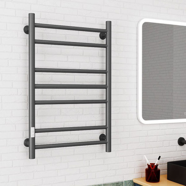 Полотенцесушитель электрический Маргроид BAU В10 Gun Grey 50х80, П8 темно-серый металлик с таймером с таймером слева