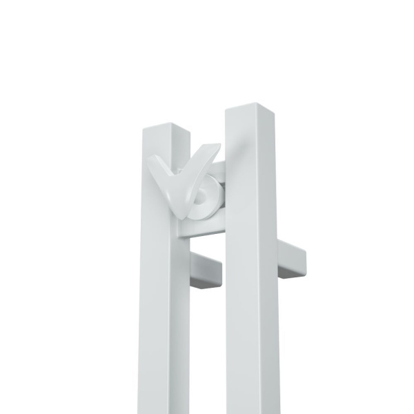 Полотенцесушитель дизайнерский электрический, профильный BAU Stella Square 10х160, 2 коллектора, 2 крючка, белый полуматовый