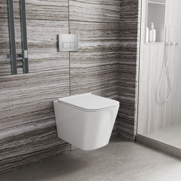 Унитаз подвесной безободковый Bau Stil PRO, быстросъемное тонкое сиденье дюропласт микролифт