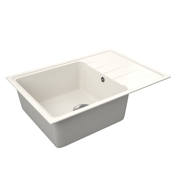 Мойка для кухни с крылом BAU Stil Pro 60х42 без выпуска, белый песок