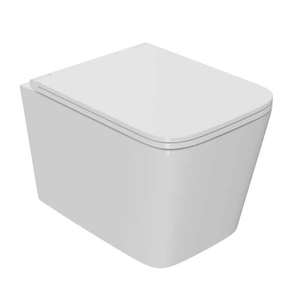 Унитаз подвесной безободковый вихревой Bau Stil Hurricane, быстросъемное тонкое сиденье дюропласт микролифт BS0001-HQ