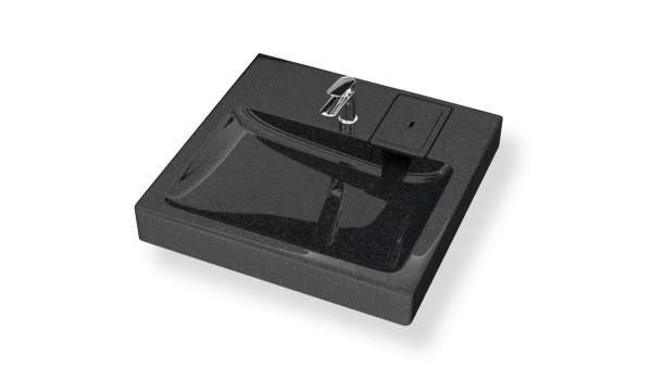 Раковина над стиральной машиной BAU Hotel 60х60, литьевой мрамор в комплекте с кронштейнами и сифоном, антрацит