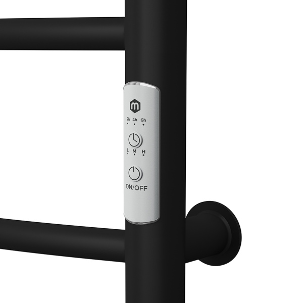 Полотенцесушитель электрический лесенка Маргроид BAU В10 30х80, П8 (3+3+2) с таймером справа, черный матовый RAL 9005
