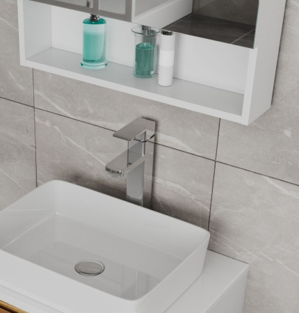 Комплект мебели для ванной, 2 предмета (Тумба Bau Dream Blackwood 60, зеркальный шкаф Bau Dream 60, белый)