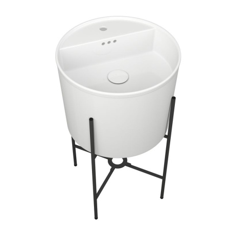 Раковина напольная с металлическими ножками BAU Omega белая + выпуск клик-клак, белый