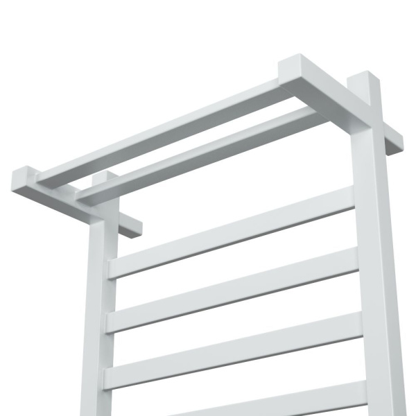 Полотенцесушитель электрический профильный с полкой BAU Hotel Shelf 50х100, 8 планок, универсальный, белый полуматовый