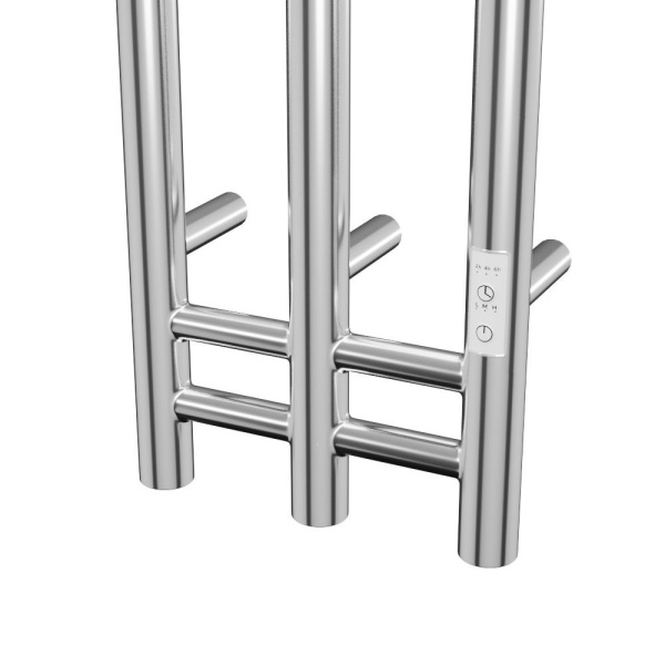 Полотенцесушитель дизайнерский электрический, BAU Stella 25х160, 3 коллектора, 2 крючка, нерж. сталь полированная