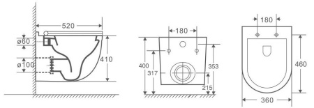 Комплект BAU 6 в 1: усиленная инсталляция BAU IDEAL, унитаз подвесной безободковый Bau Mif PRO, сиденье микролифт, клавиша BAU Wheel антивандальная, нерж. сталь хром