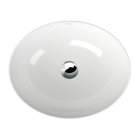 Раковина накладная со смесителем и выпуском (овальная BAU Nimb 41х33, белая + смеситель Hotel Still, нер. сталь, выпуск клик-клак хром)