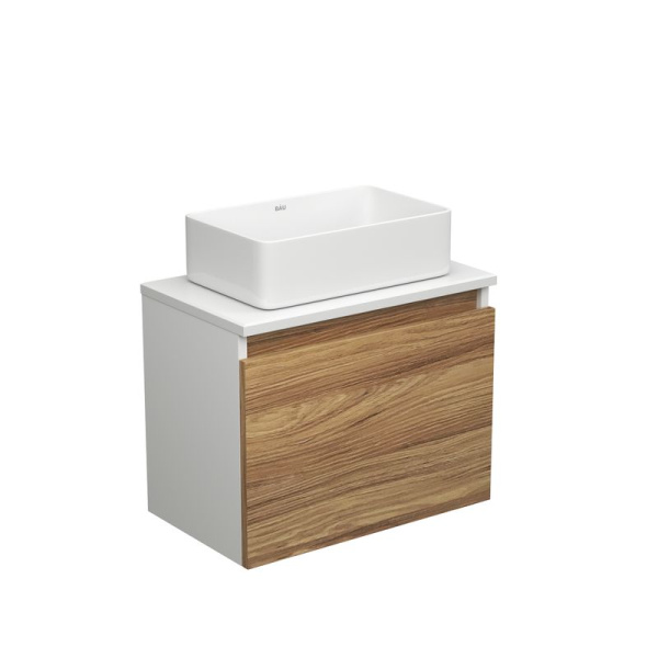 Тумба с раковиной (тумба подвесная под раковину Bau Dream Blackwood 50 + раковина санфаянс накладная BAU Hotel mini 37х23, белая)