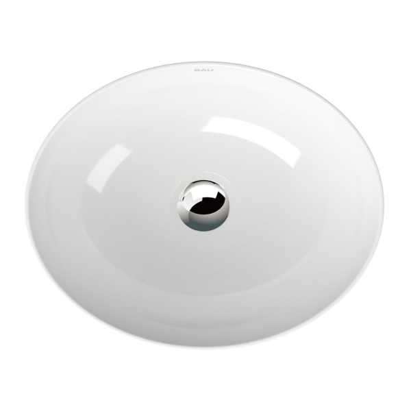 Раковина накладная овальная BAU Nimb 41х33, белая + выпуск клик-клак, хром