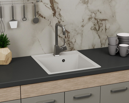 Мойка для кухни врезная кварцевая в комплекте с сифоном BAU Stil Jasmine 46х51, жасмин