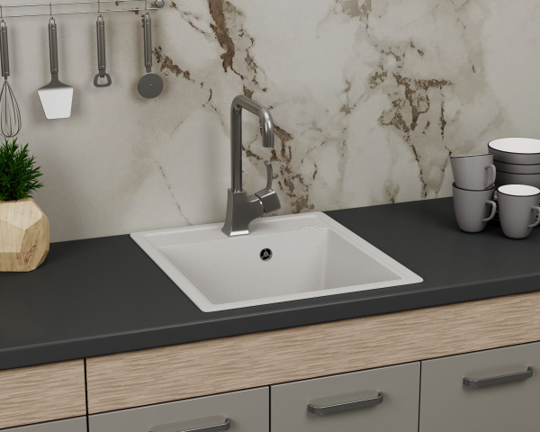 Мойка для кухни врезная кварцевая в комплекте с сифоном BAU Stil Jasmine 46х51, жасмин