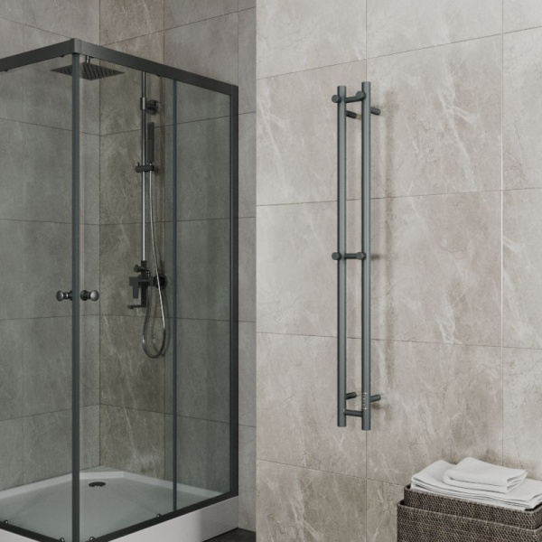 Полотенцесушитель, дизайн-радиатор электрический Маргроид BAU Inaro II Gun Grey 120х12, темно-серый металлик с таймером