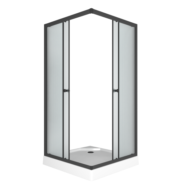 Душевой уголок BAU Stil Hit Black с поддоном 80x80х195, прозрачное закаленное стекло, черный профиль