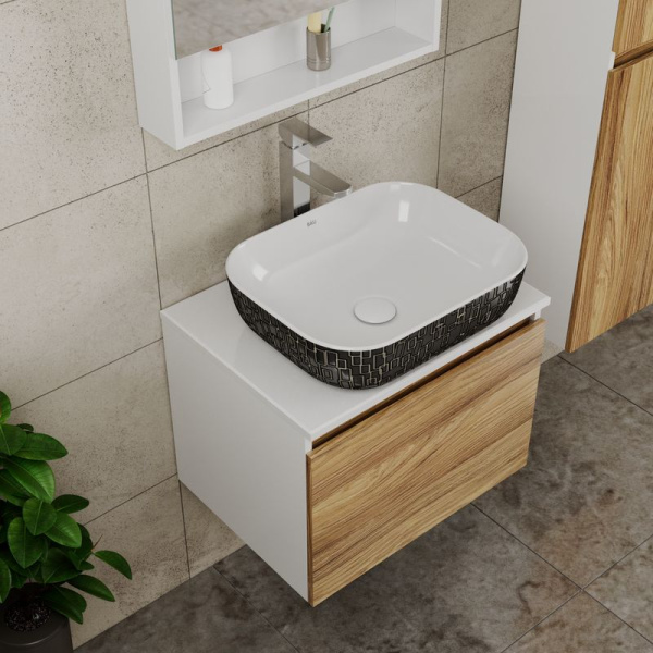 Комплект для ванной, 4 предмета (тумба Bau Dream 60 + раковина BAU 50х40, белая/черная + смеситель Hotel Still, выпуск клик-клак, белый)