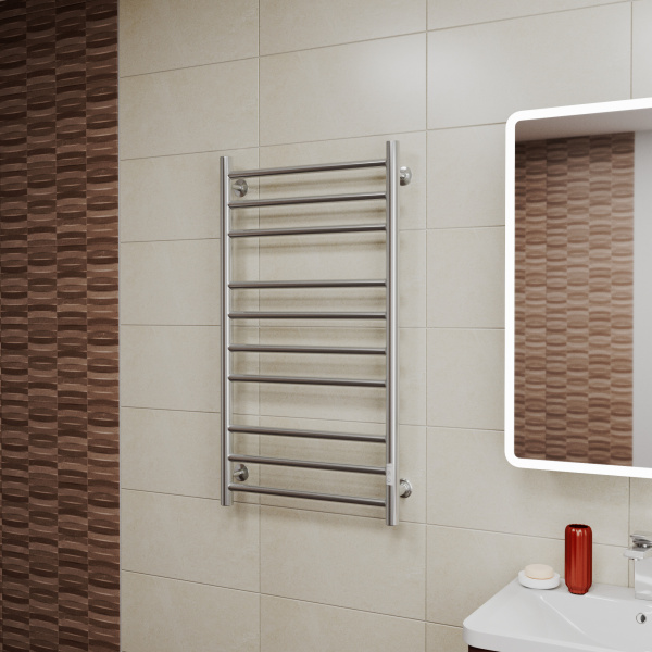 Полотенцесушитель электрический Маргроид BAU В10 100х50, П10 (3+4+3) с таймером справа, нерж. сталь, хром