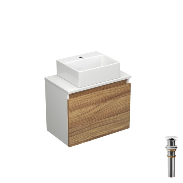 Комплект для ванной, 3 предмета (Тумба подвесная под раковину Bau Blackwood 50 + раковина BAU 33х28, выпуск)