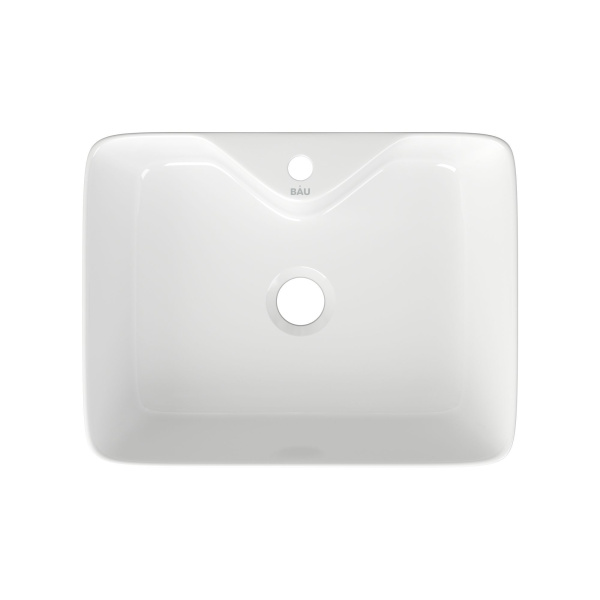 Раковина для ванной накладная прямоугольная BAU Cerama 48х37, белая + смеситель Dream Black, черный