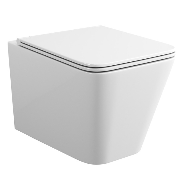 Унитаз подвесной безободковый Bau Stil, быстросъемное тонкое сиденье дюропласт микролифт BS0001