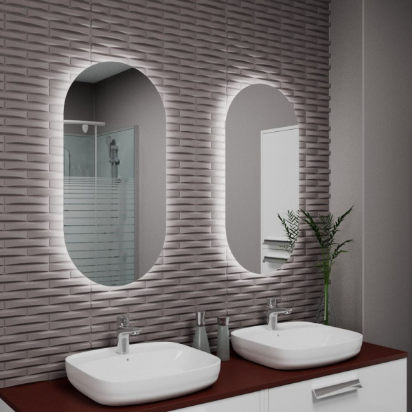 Зеркало Bau Resort Limited Edition 400х800, сенсор на взмах, c LED подсветкой, защитный корпус с высокой светопроницаемостью, теплый свет