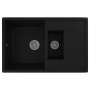 Мойка для кухни оборачиваемая полуторная чаша с крылом BAU Stil Black coal 77х50, выпуск с сифоном в комплекте, черный уголь