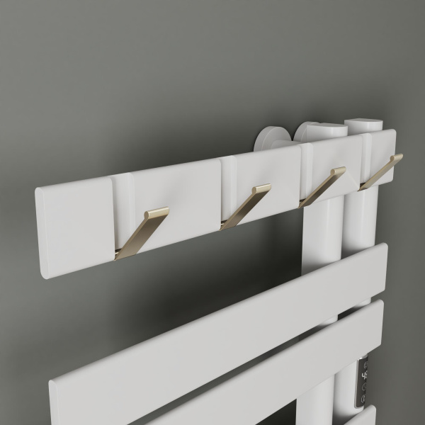 Полотенцесушитель дизайнерский электрический BAU Wind Hook White 80х50, подключение нижнее, белый матовый