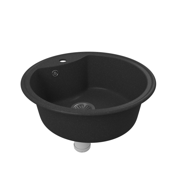 Мойка для кухни BAU Dream Black stone D 51, выпуск с сифоном в комплекте, черный камень