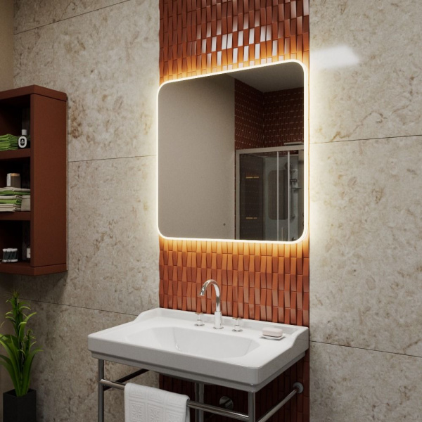 Зеркало Bau Palace Limited Edition 800х800, сенсор на взмах, c LED подсветкой, защитный корпус с высокой светопроницаемостью, теплый свет