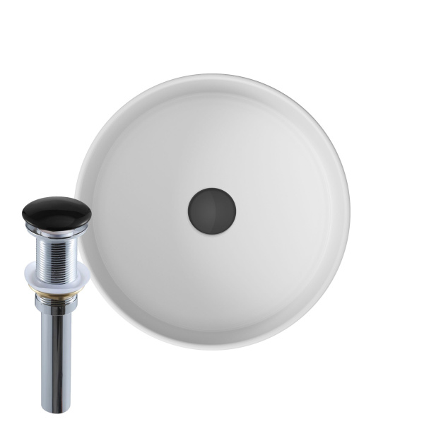 Тумба с раковиной и выпуском (Тумба Bau Dream Blackwood 60, умывальник BAU Dream круглая D41, выпуск клик клак, черный)