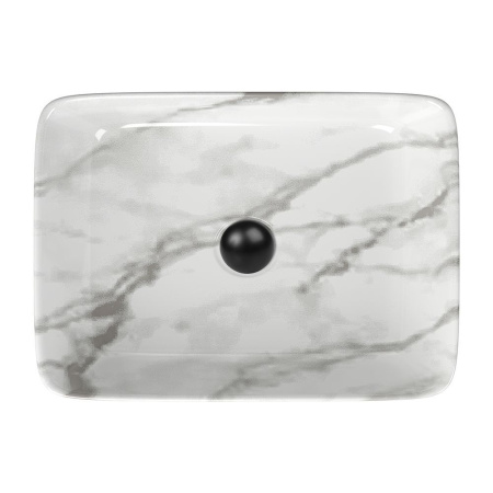 Раковина накладная со смесителем и выпуском (прямоугольная BAU Hotel 48х37, мрамор + смеситель Hotel Black, черный, выпуск клик-клак черный)