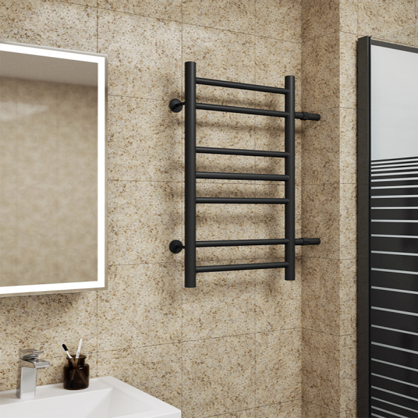 Полотенцесушитель водяной Маргроид BAU В10 50х80, П7 (2+3+2) боковое подключение 50, черный матовый RAL 9005