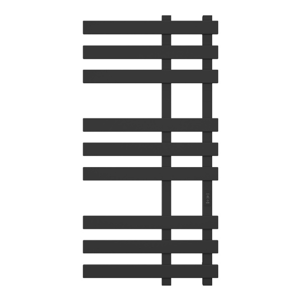 Полотенцесушитель дизайнерский электрический, профильный BAU Blizzard 50х100, 9 планок, черный матовый RAL 9005