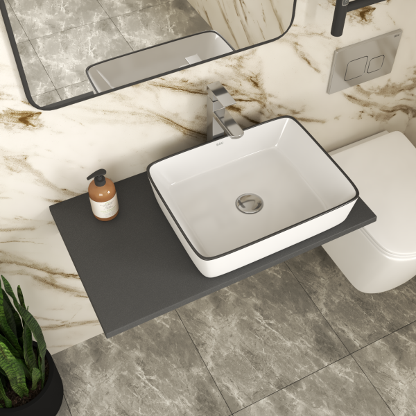 Столешница кварц под накладную раковину BAU Hotel 80 с кронштейнами, серый металлик - MRY0014