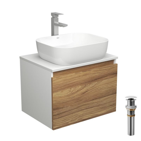 Комплект для ванной, 4 предмета (тумба Bau Dream 60 + раковина BAU Stil Pro Pro 50х40, белая + смеситель Hotel Still, выпуск клик-клак, белый)