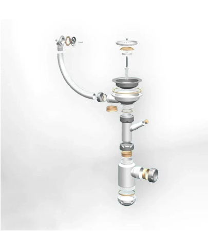 Мойка для кухни врезная кварцевая в комплекте с сифоном BAU Stil Gray silk 46х51, серый шёлк