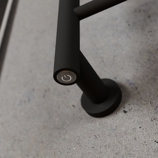 Полотенцесушитель дизайнерский электрический BAU Nimb Black 62,5х40, подключение нижнее, черный матовый