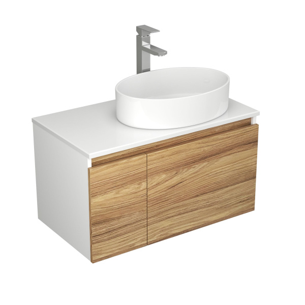 Комплект для ванной, 4 предмета (Тумба Bau Dream Blackwood 80, раковина BAU Nimb 50х36, смеситель для раковины высокий Hotel Still, нержавеющая сталь, выпуск клик клак, хром)