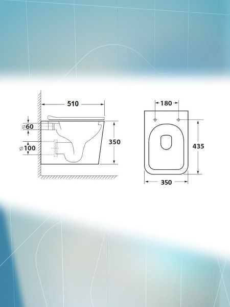 Унитаз подвесной безободковый Bau Stil Dark Matt Grey 51, сиденье дюропласт микролифт, темно-серый матовый