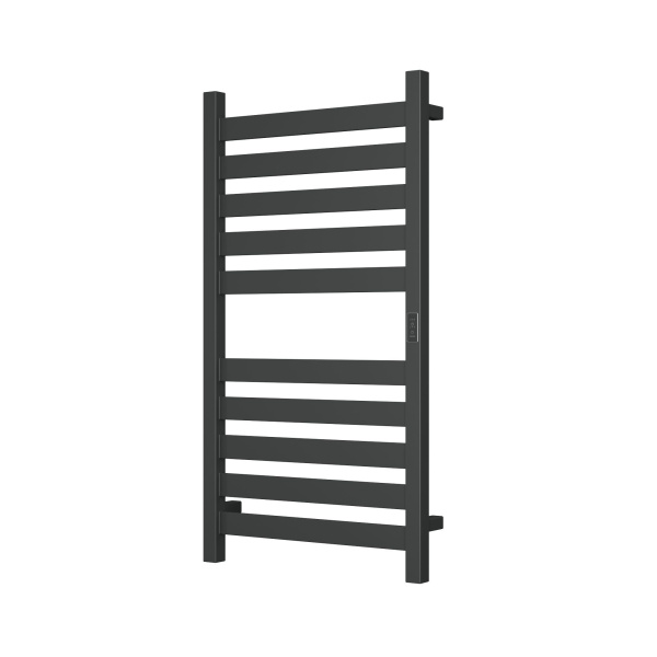 Полотенцесушитель дизайнерский электрический, профильный BAU Elite 50х100, 10 планок, универсальный, черный матовый RAL 9005