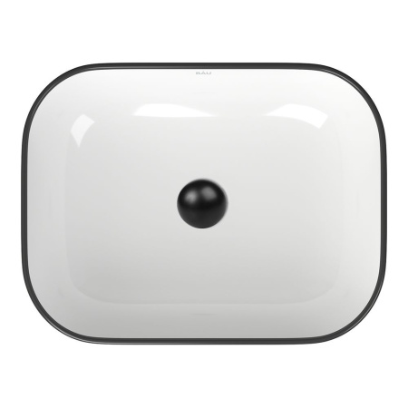 Раковина накладная со смесителем и выпуском (прямоугольная BAU Stil 50х40, белая + смеситель Hotel Still, нер. сталь, выпуск клик-клак черный)