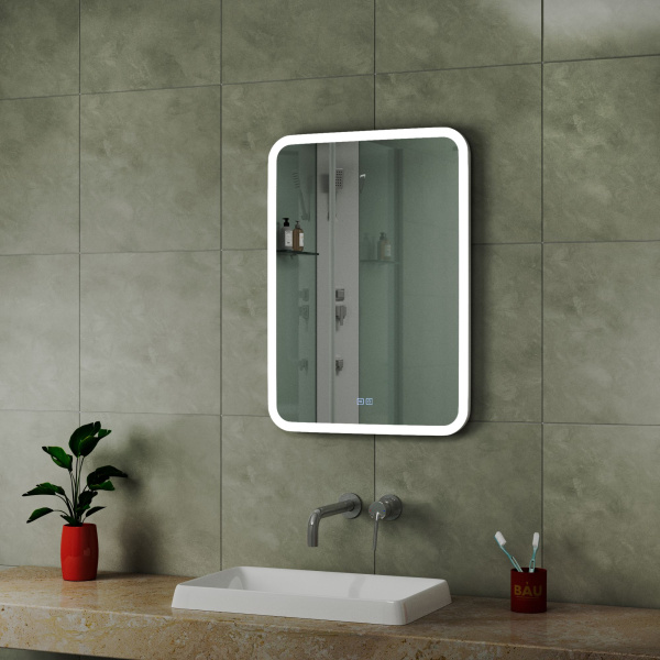 Зеркало Bau Stil 50х70, антипар, LeD подсветка, сенсор, пластиковый защитный корпус