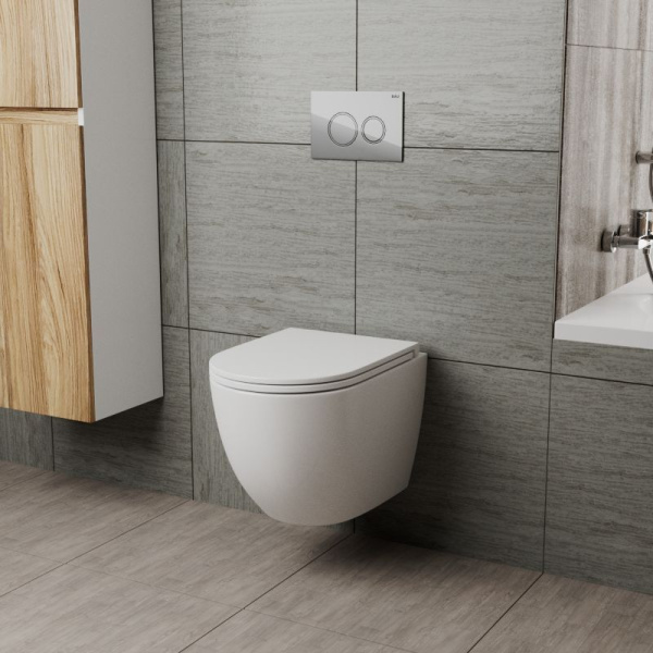 Унитаз подвесной безободковый с вихревым смывом Bau Dream Hurricane3, закрытый снизу, микролифт